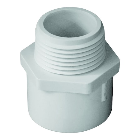 LASCO 436010BC Pipe Adapter, 1 In, MPT X Slip, PVC, White, SCH 40 Schedule, 450 Psi Pressure